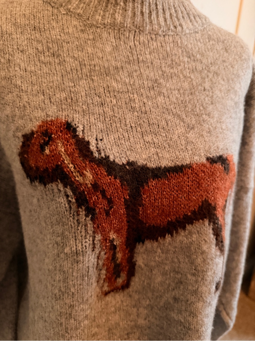 NWT Bailey Rose Grey Sweater with Hound Dog Intarsia - Picture 3 of 3